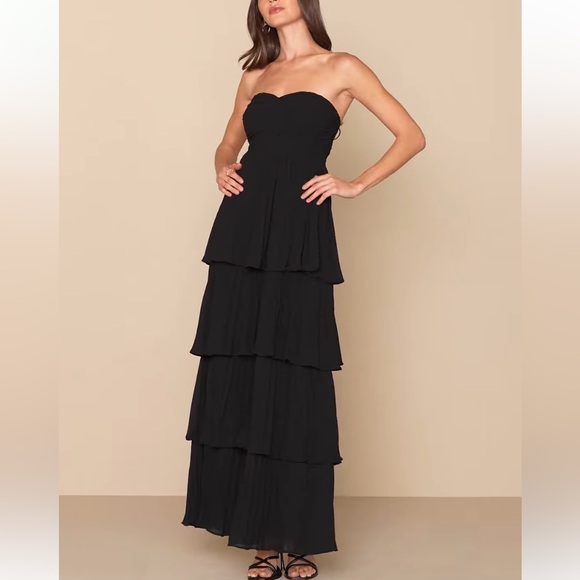 LULUS SERIOUSLY SENSATIONAL BLACK STRAPLESS MAXI DRESS NWT - Picture 3 of 15